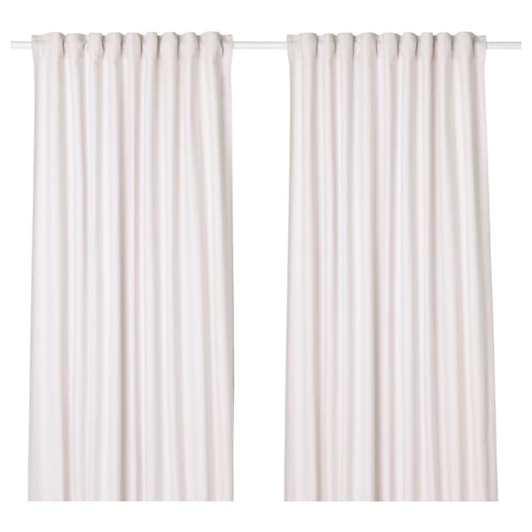 TIBAST curtains, 1 pair, beige/with heading tape, 145x300 cm