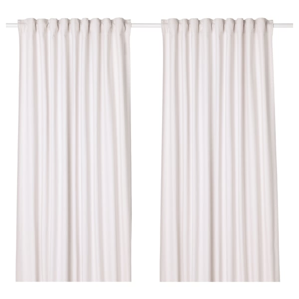 TIBAST curtains, 1 pair, beige/with heading tape, 145x300 cm