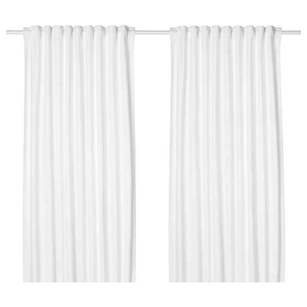 TIBAST curtains, 1 pair, white/with heading tape, 145x300 cm