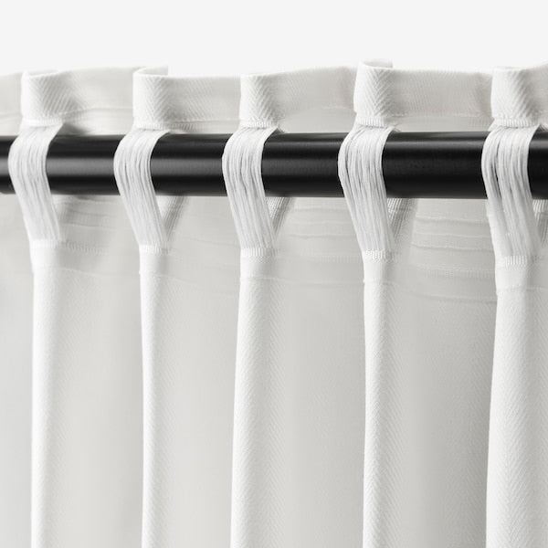 TIBAST curtains, 1 pair, white/with heading tape, 145x300 cm