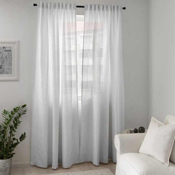 Ikea TIBAST Curtains, 1 pair - white 145x300 cm , 145x300 cm