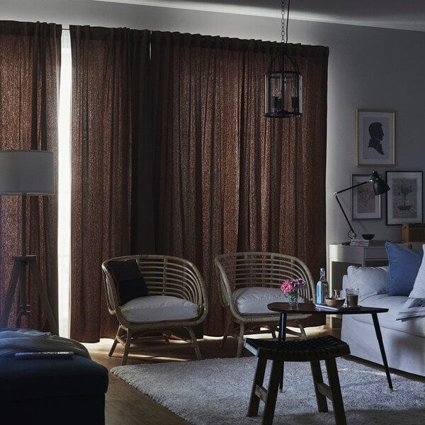 Ikea TIBAST Semi-darkening curtains, 1 pair - dark red 145x300 cm , 145x300 cm