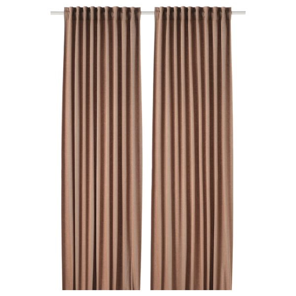 TIBAST room darkening curtains, 1 pair, dark red/with heading tape, 145x300 cm