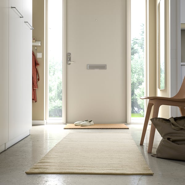 TIDTABELL rug, flatwoven, beige, 80x200 cm