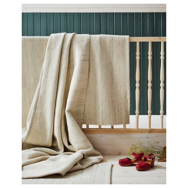 TIDTABELL rug, flatwoven, beige, 80x200 cm
