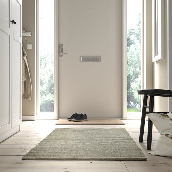 TIDTABELL rug, flatwoven, grey, 80x150 cm