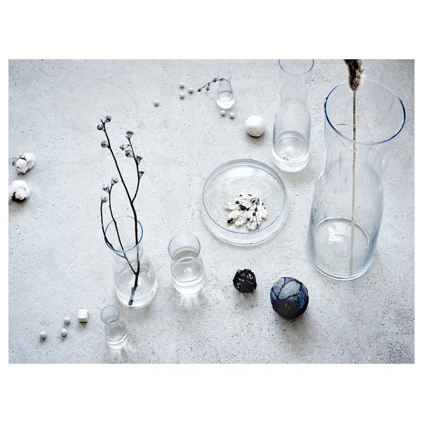 TIDVATTEN vase, clear glass, 17 cm
