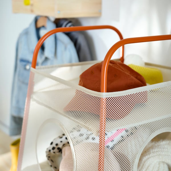 TIGERFINK storage with compartments, beige/orange, 52x52 cm