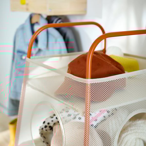 TIGERFINK storage with compartments, beige/orange, 52x52 cm