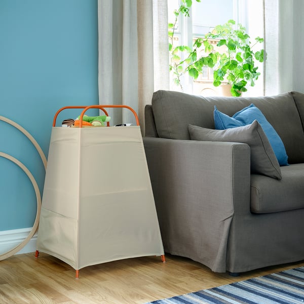 TIGERFINK storage with compartments, beige/orange, 52x52 cm