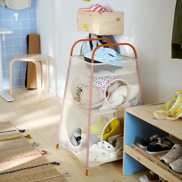 TIGERFINK storage with compartments, beige/orange, 52x52 cm