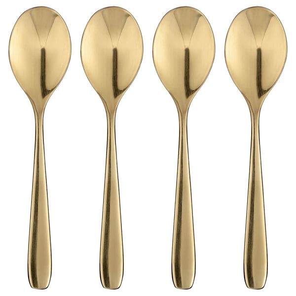 TILLAGD - Coffee spoon, brass-coloured,12 cm