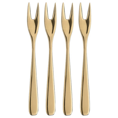 TILLAGD cake/dessert fork, brass-colour, 13 cm, 4 pack