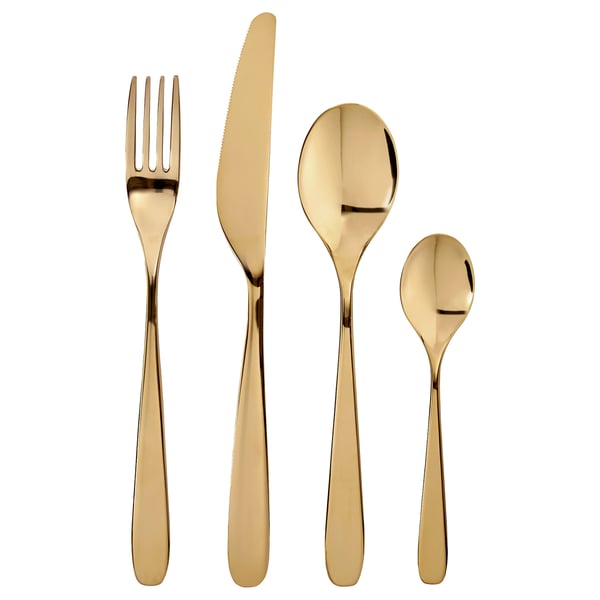 TILLAGD - TILLAGD 24-piece cutlery set, brass-colour