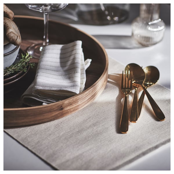 TILLAGD 24-piece cutlery set, brass-colour