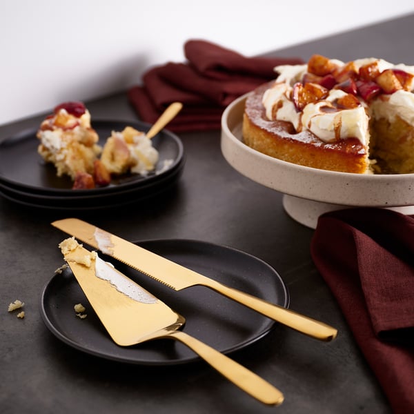 TILLAGD - TILLAGD 2-piece serving set, brass-colour