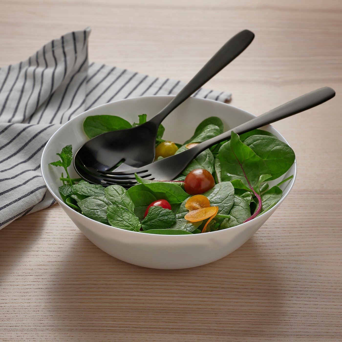 TILLAGD 2-piece serving set, black, 24 cm