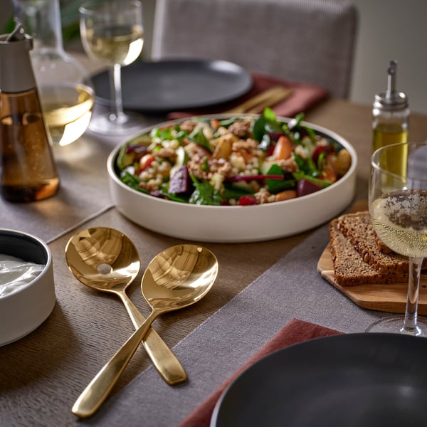 TILLAGD - TILLAGD 3-piece serving utensil set, brass-colour
