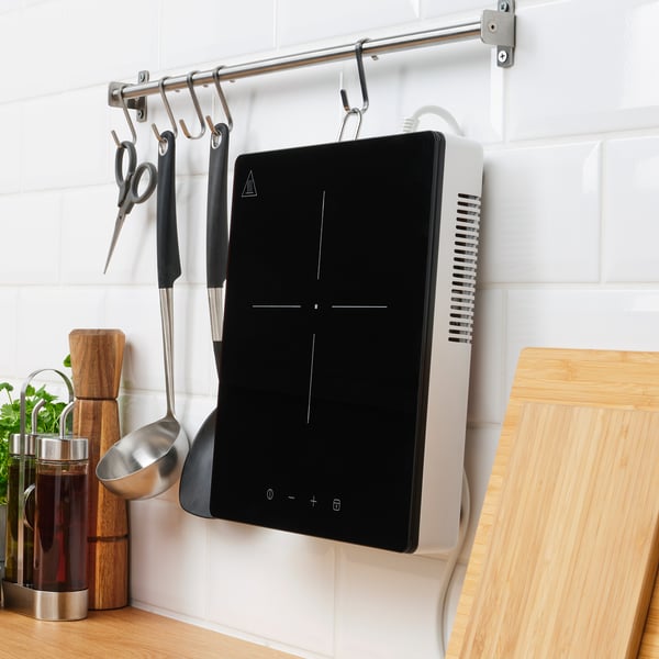 TILLREDA portable induction hob, 1 zone white, 27x6.2x30.5 cm