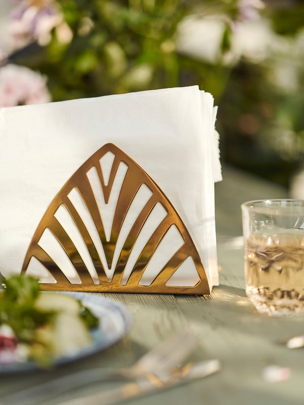 TILLSTÄLLNING napkin holder, brass-colour, 19x5.5 cm