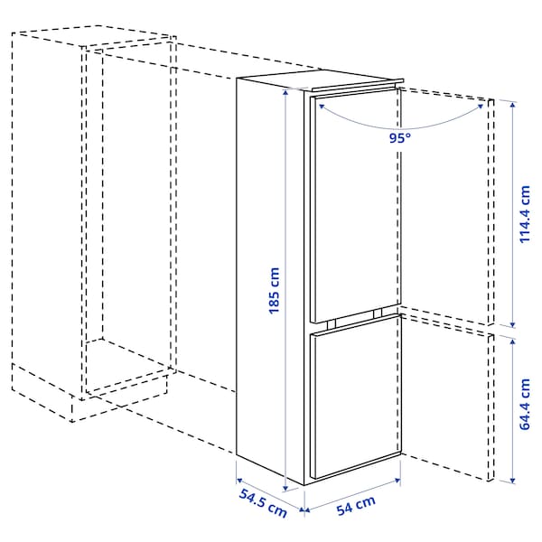 Ikea TINAD - Fridge/freezer, IKEA 500 integrated,210/79 l