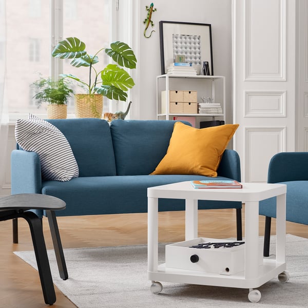 TINGBY side table on castors, white, 50x50 cm