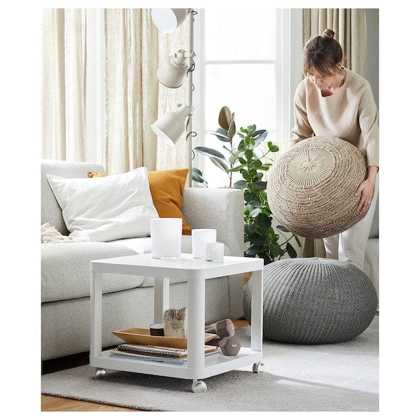 Ikea TINGBY - Side table on castors, white, 50x50 cm