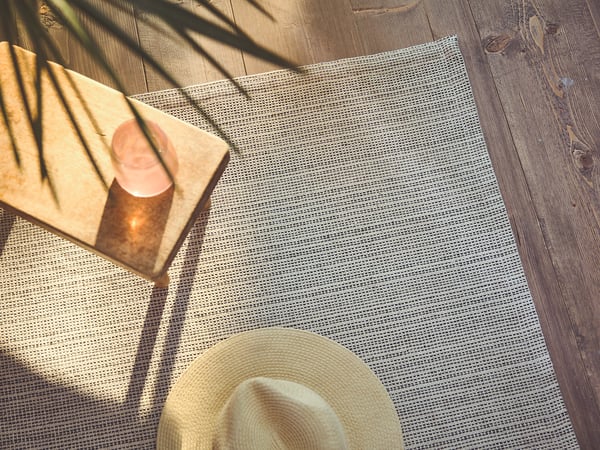 TIPHEDE rug, flatwoven, natural/black, 120x180 cm