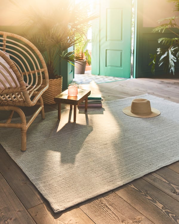 TIPHEDE rug, flatwoven, natural/black, 120x180 cm