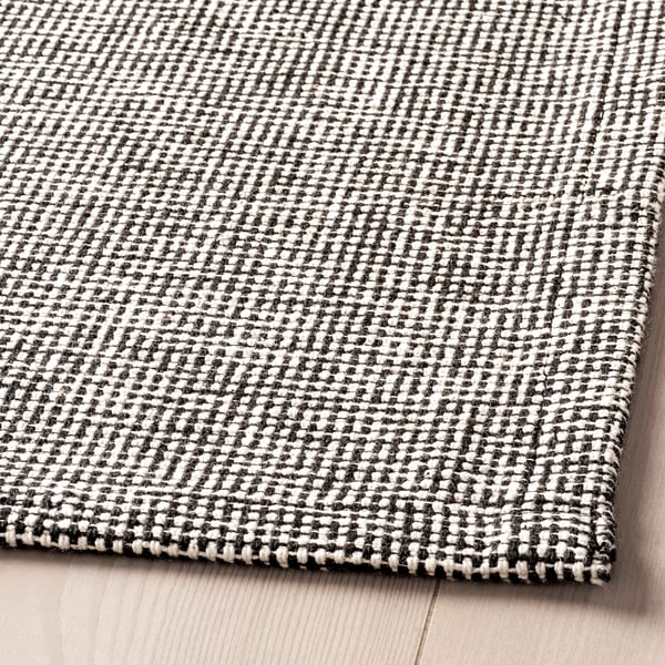 TIPHEDE rug, flatwoven, black/natural, 155x220 cm