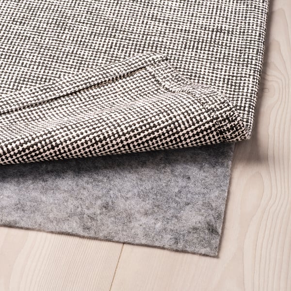 TIPHEDE rug, flatwoven, black/natural, 155x220 cm