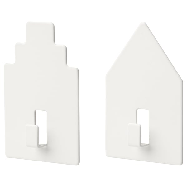 TIPPVAGN hook, self-adhesive, house/white, 2 pack