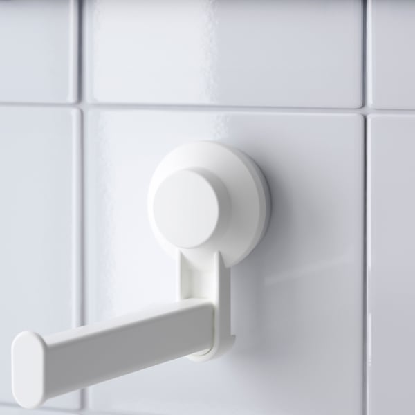 TISKEN toilet roll holder with suction cup, white, 15 cm
