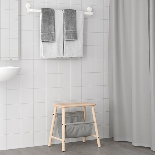TISKEN towel rack with suction cup, white, 87x10x8 cm