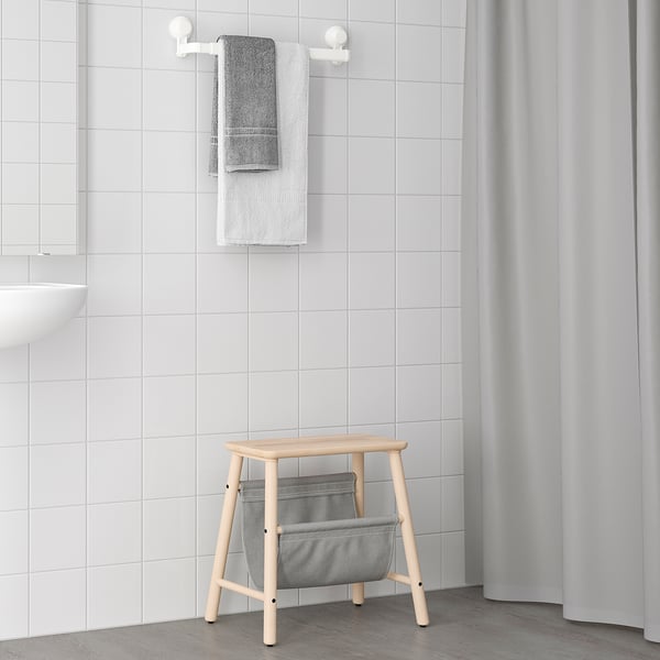 TISKEN towel rack with suction cup, white, 87x10x8 cm