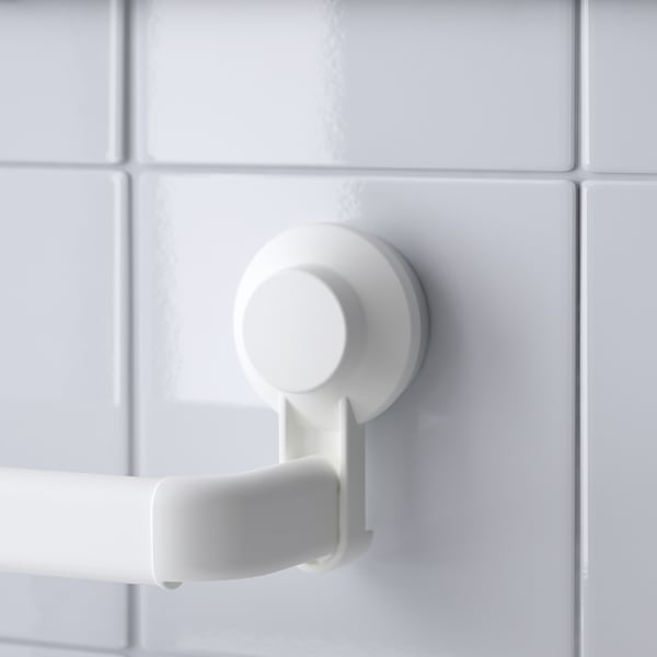 TISKEN towel rack with suction cup, white, 87x10x8 cm