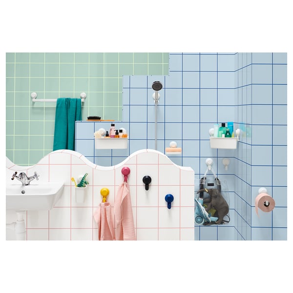 TISKEN hand shower park bracket w suc cup, white, 6x10x8 cm