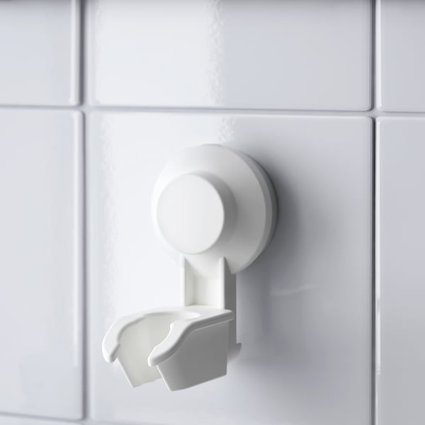 TISKEN hand shower park bracket w suc cup, white, 6x10x8 cm