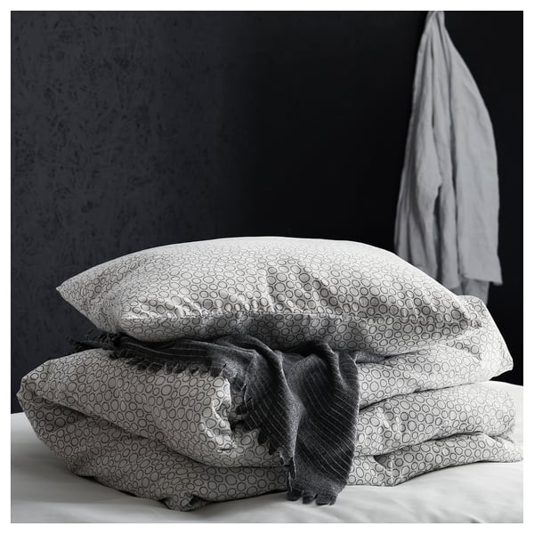 TJÄRBLOMSTER bedspread, grey, 150x210 cm