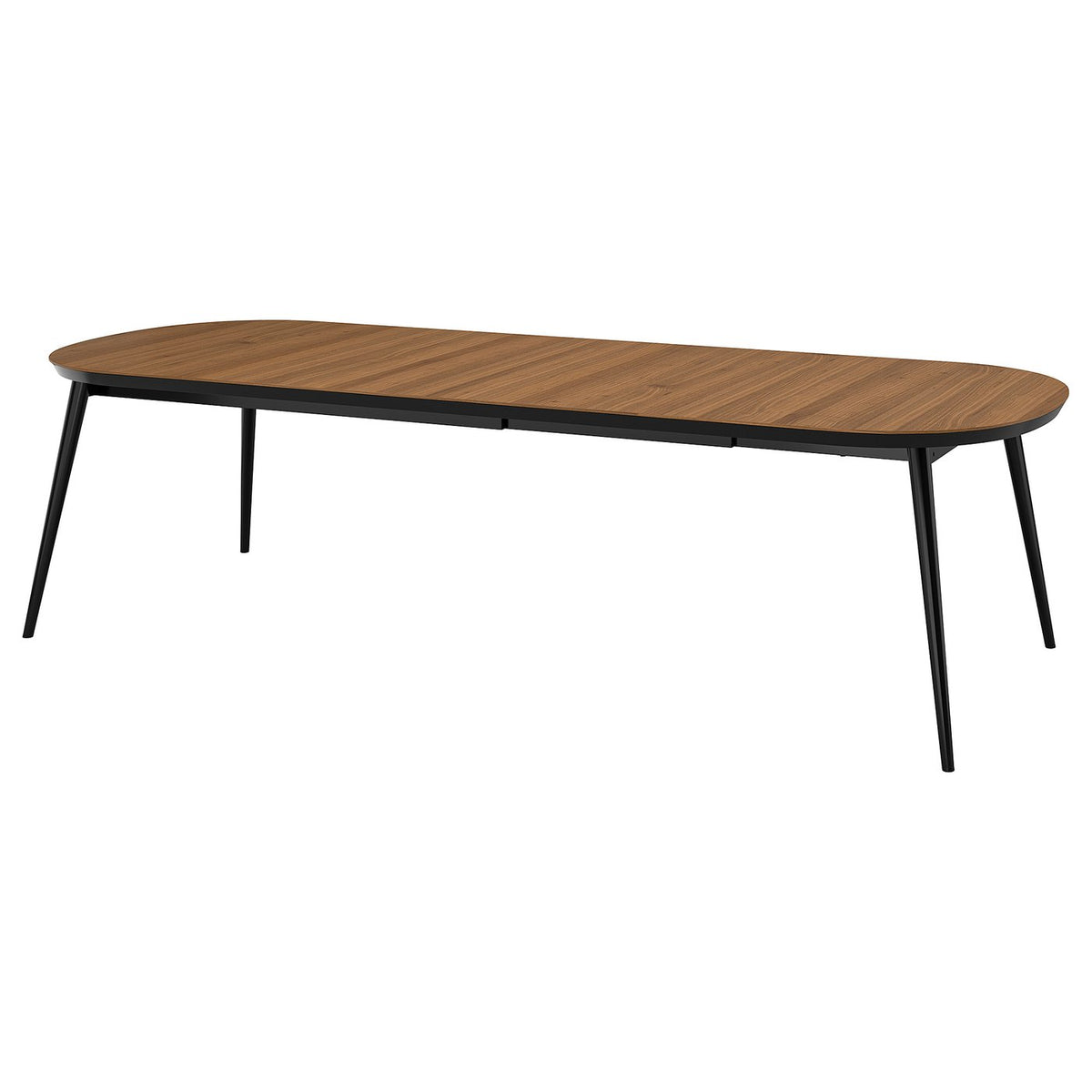 TJÄRKIL extendable table, black/walnut veneer, 180/235/290x100 cm