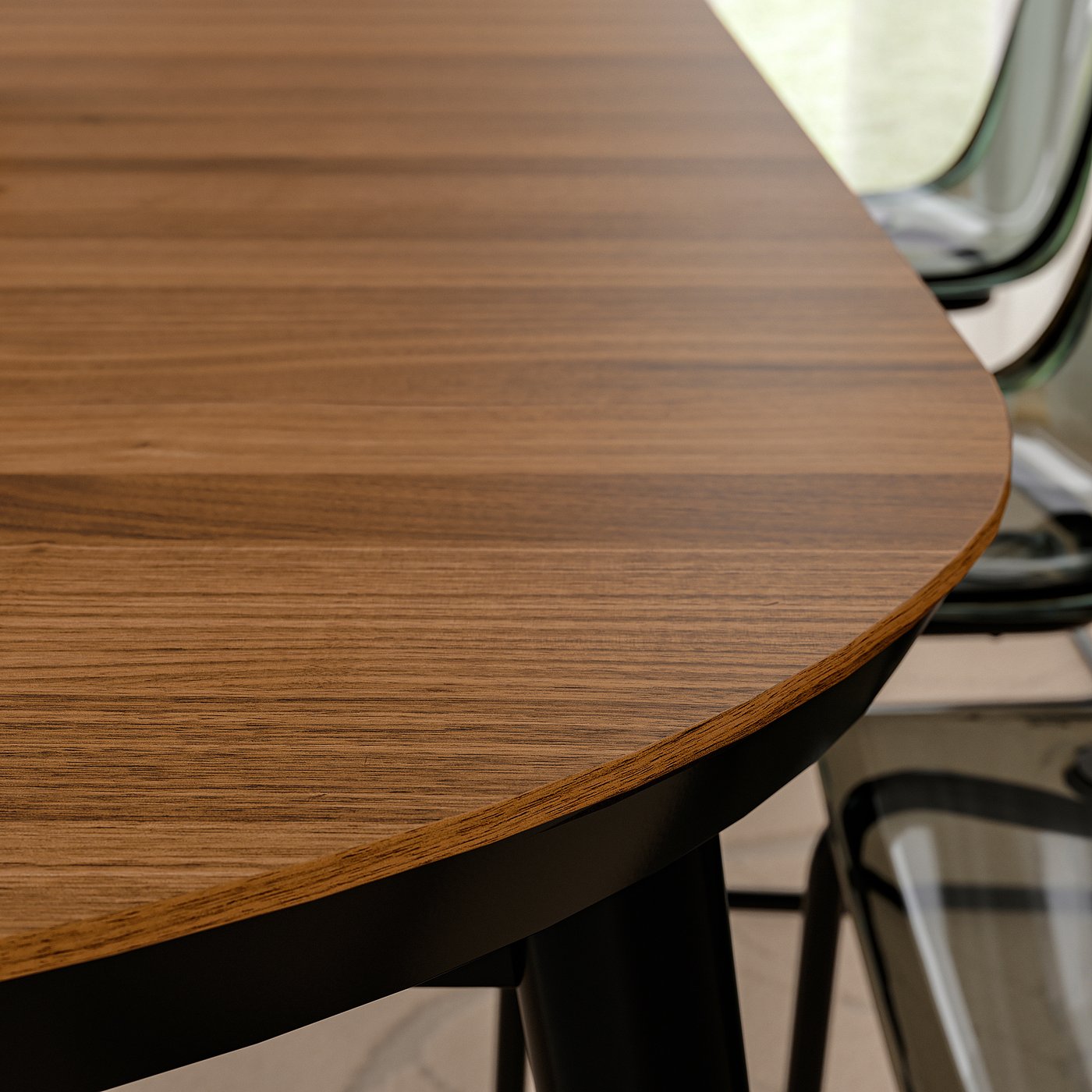 TJÄRKIL extendable table, black/walnut veneer, 180/235/290x100 cm