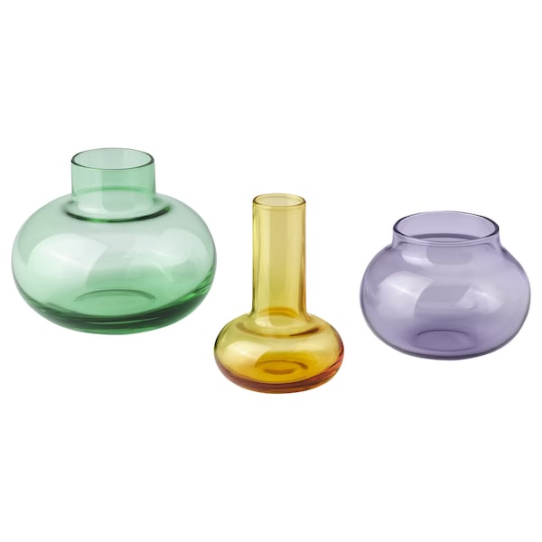 TJÄRLEK - Vase, set of 3, multicolour