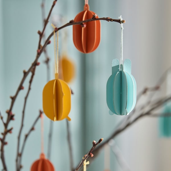 TJÄRLEK - Hanging decoration, set of 6, multicolour