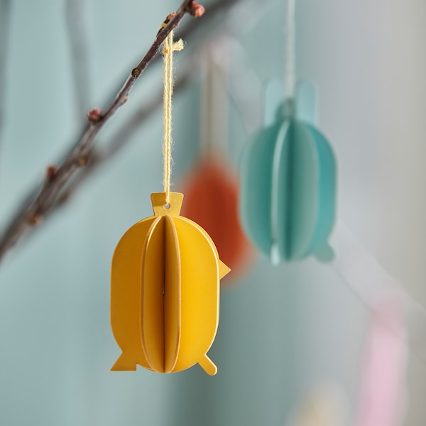 TJÄRLEK - Hanging decoration, set of 6, multicolour