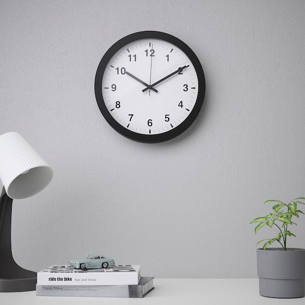 Ikea TJALLA - Wall clock, low voltage/black, 28 cm