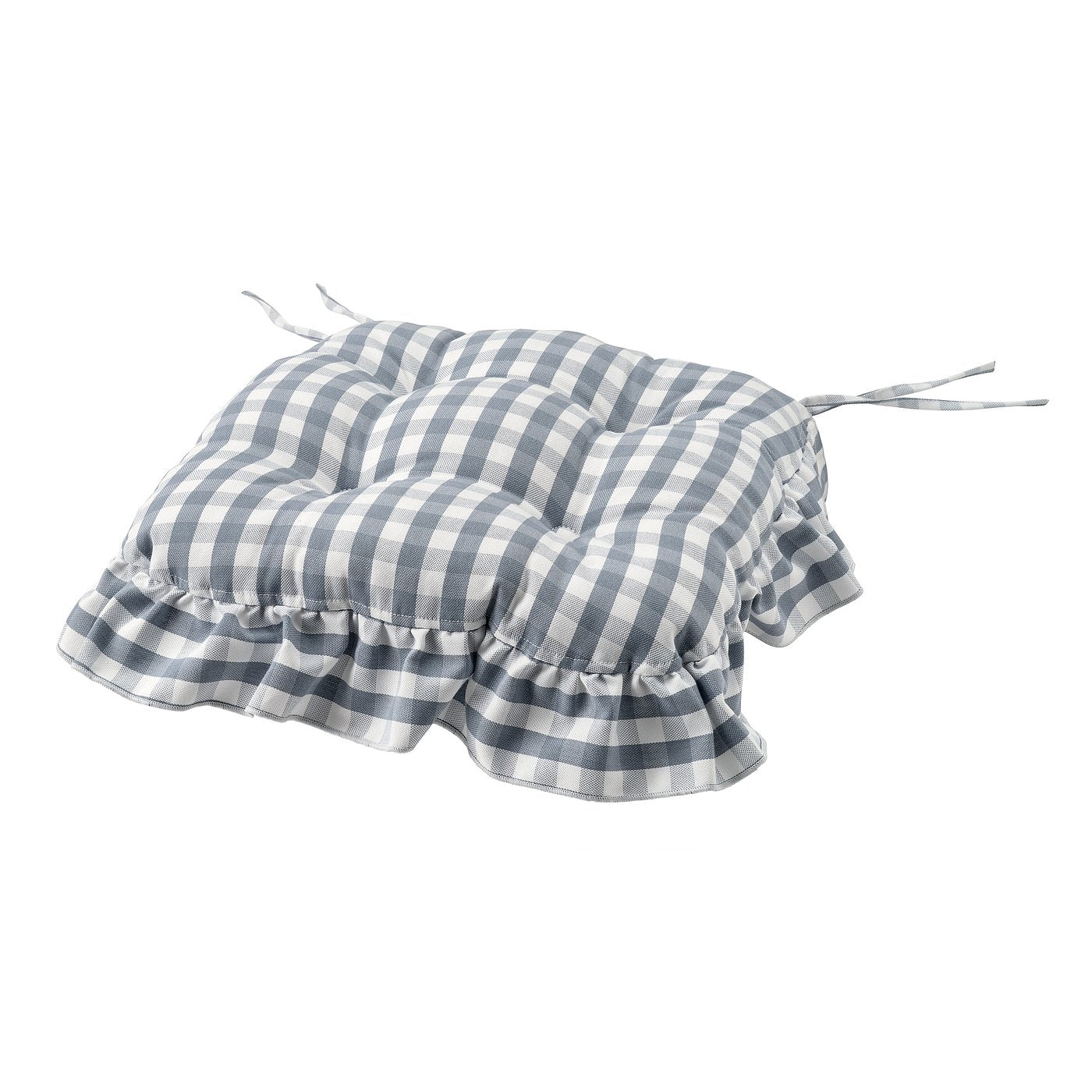 TJASSIE chair pad, blue white/check pattern, 40x39x7 cm