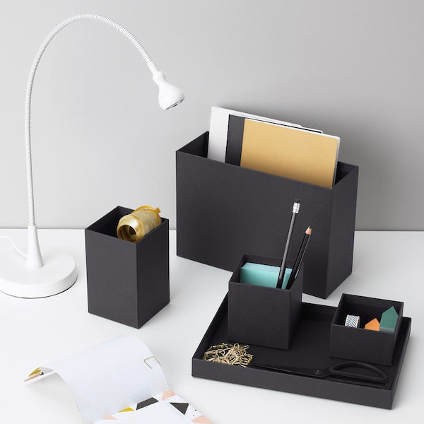 TJENA - Desk organiser, black, 18x17 cm