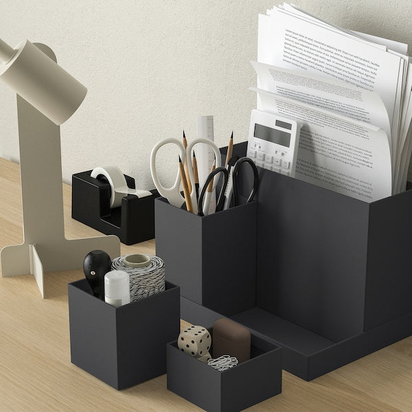 TJENA - Desk organiser, black, 18x17 cm