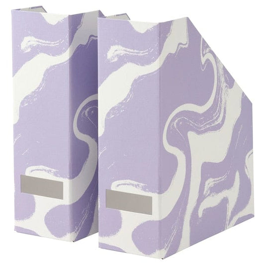 Ikea TJENA - Magazine file, patterned/lilac white