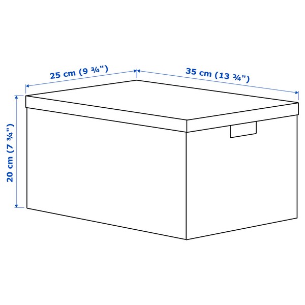 TJENA storage box with lid, white black/dotted, 25x35x20 cm